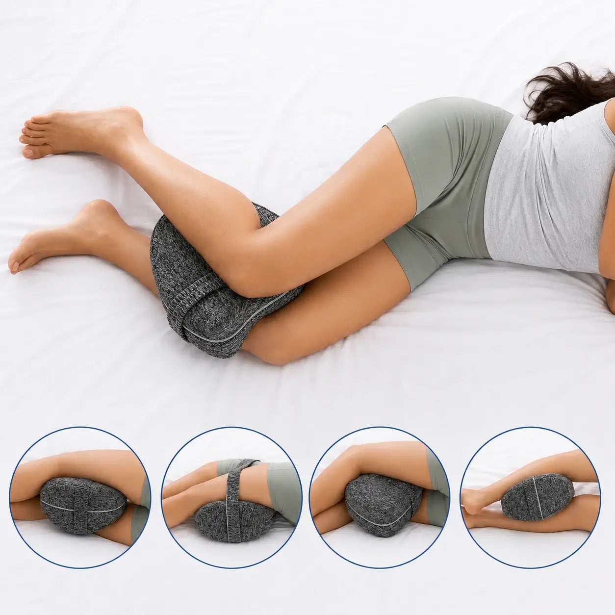 Olira Knee Pillow for Side Sleepers — Memory Foam Leg & Hip Support Pillow