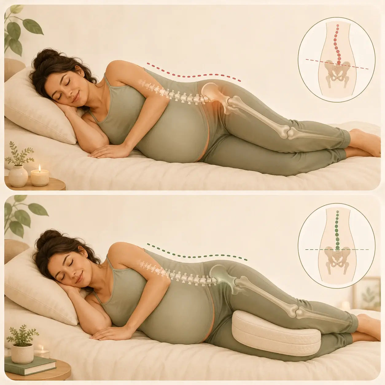 Olira Knee Pillow for Side Sleepers — Memory Foam Leg & Hip Support Pillow